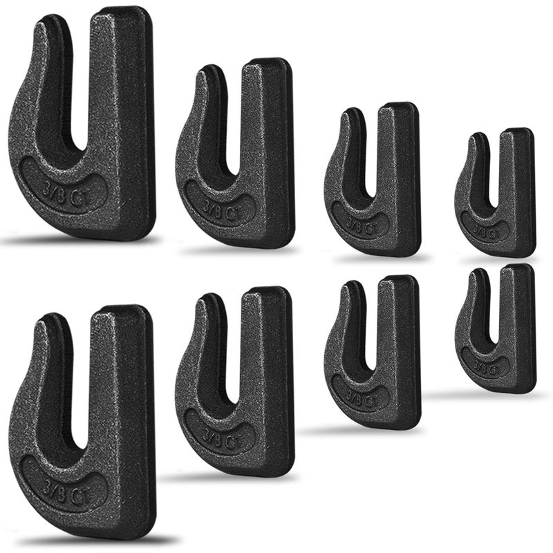 HANDRERLEE 8 Pack Weld-On Chain Grab Hooks, G70 3/8" Forged Chain Hook, Heavy Duty Weldable Grab Hook for Tractors, Truck, Forklift, Trailers - 6,600 lbs WLL - Image 1